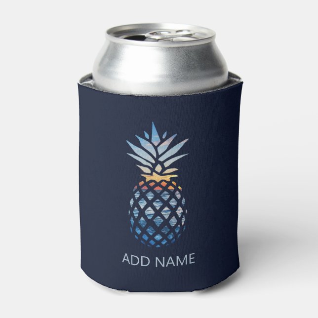 Rafraîchisseur Pour Canette Ajouter votre nom Sunset Beach Ananas avec Océan (Can devant)