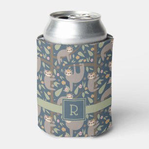 Rafraîchisseur Pour Canette Ajoutez votre motif floral   mignon initial de