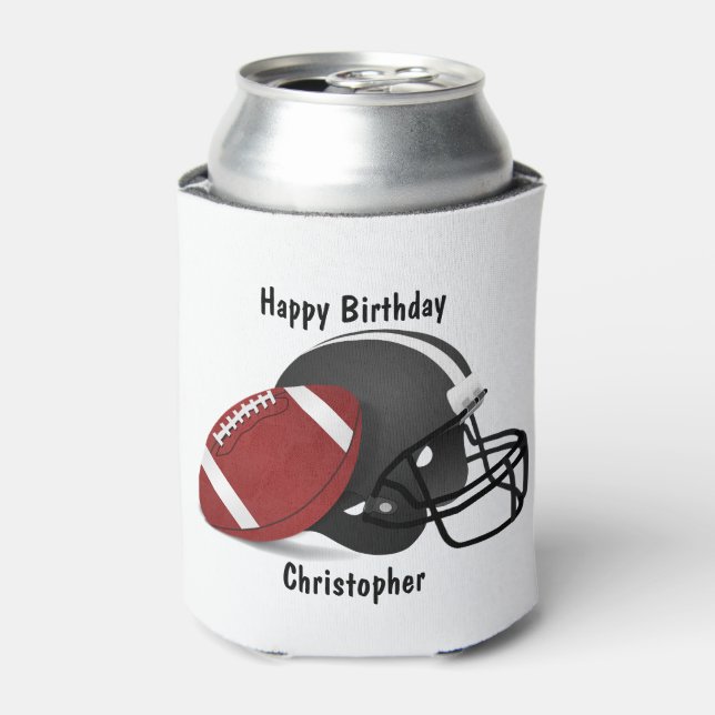 Rafraîchisseur Pour Canette Ajoutez votre nom Joyeux Anniversaire Football (Can devant)