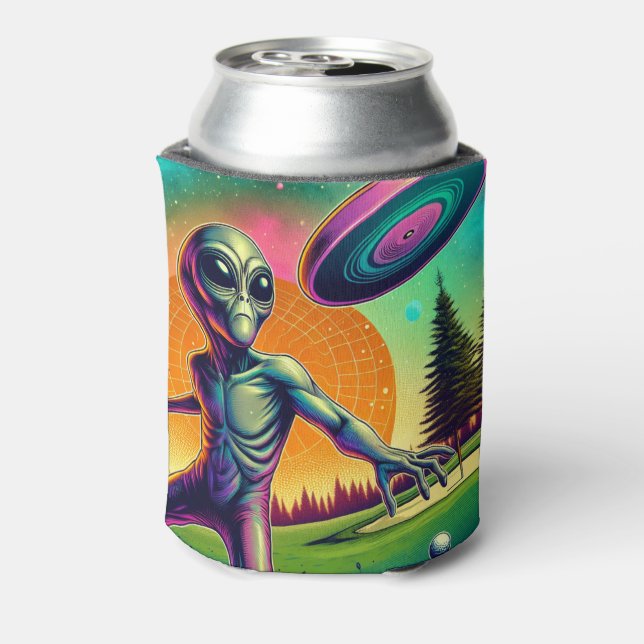 Rafraîchisseur Pour Canette Alien Disc Golf avec Planet Background (Can Dos)