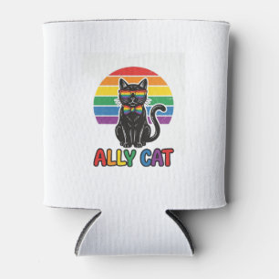 Rafraîchisseur Pour Canette Ally Cat Rainbow Pride Vintage Chat T-Shirt Design