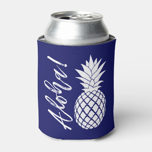 Rafraîchisseur Pour Canette Aloha Pineapple Beach Party Luau | blanc marine (Can devant)