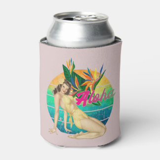 Rafraîchisseur Pour Canette Aloha Tropical Pin-up fille retro coucher de solei