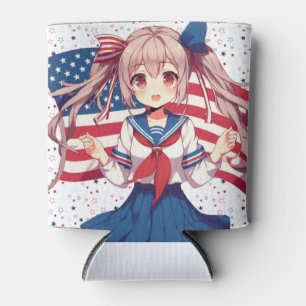 Rafraîchisseur Pour Canette Américaine patriotique fille d'anime