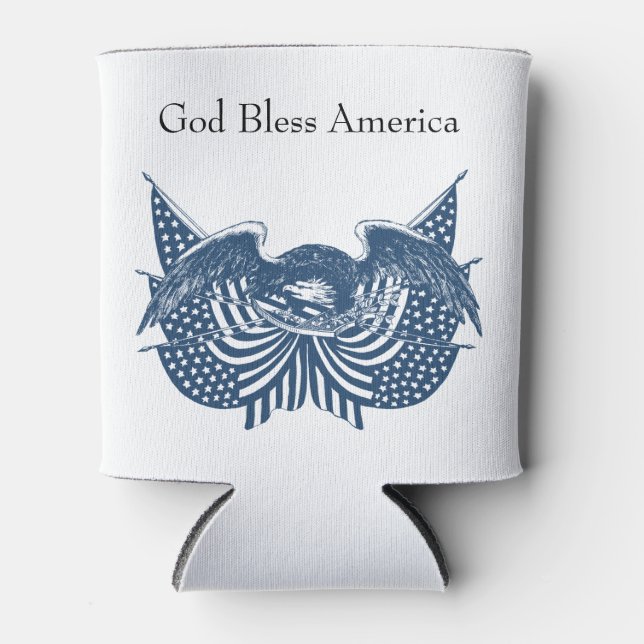 Rafraîchisseur Pour Canette American Eagle Guarding USA Patriotic Flag Banner (Devant)