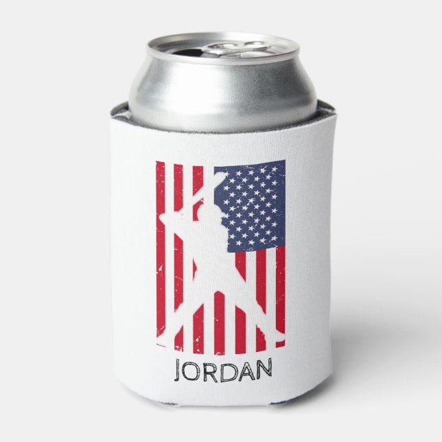 Rafraîchisseur Pour Canette American Flag Baseball personnalisé (Can devant)