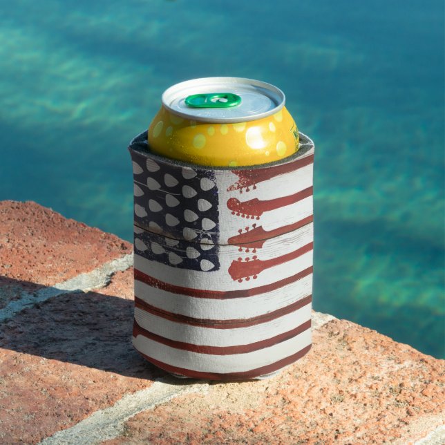 Rafraîchisseur Pour Canette American Flag patriotique guitare thème musical (Piscine in situ)