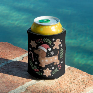 Rafraîchisseur Pour Canette Amoureux de saucisson Gingerbread Chien de Noël Te