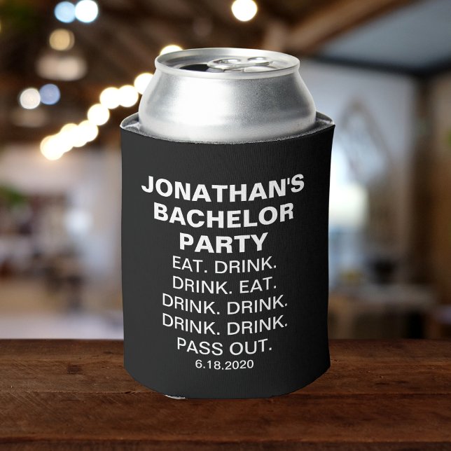 Rafraîchisseur Pour Canette Amusant Bachelor Party Manger Boire Pass Out Custo (Créateur téléchargé)