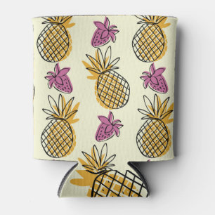 Rafraîchisseur Pour Canette Ananas, fraise design textile vintage.