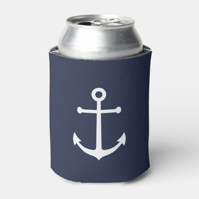 Rafraîchisseur Pour Canette Ancre blanche marine sur bleu marine (Can devant)