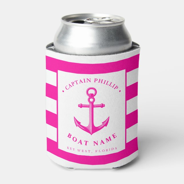 Rafraîchisseur Pour Canette Ancre du capitaine de bateau rose chaud (Can devant)