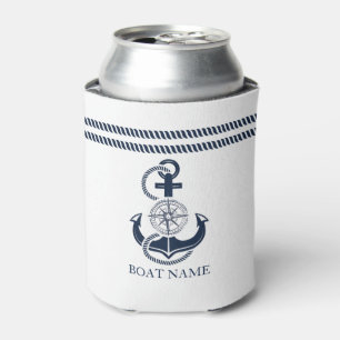 Rafraîchisseur Pour Canette Ancre Nautical Blue Boat Name