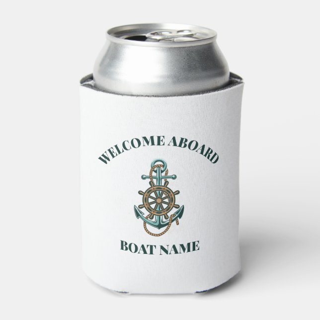 Rafraîchisseur Pour Canette Ancre nautique Ajouter Nom du bateau (Can devant)