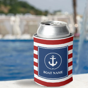 Rafraîchisseur Pour Canette Ancre nautique Corde Striped Nom du bateau RWB