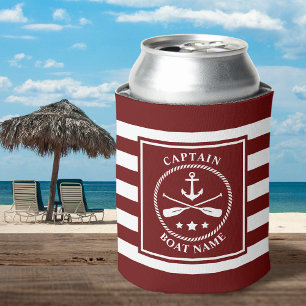 Rafraîchisseur Pour Canette Ancre nautique Oar Captain Boat Name Red Stripe