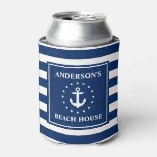 Rafraîchisseur Pour Canette Ancre nautique Stars Blue Striped Beach House
