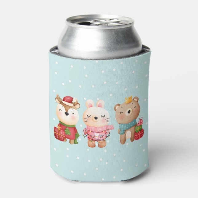 Rafraîchisseur Pour Canette Animaux de Noël en tenue festive (Can devant)
