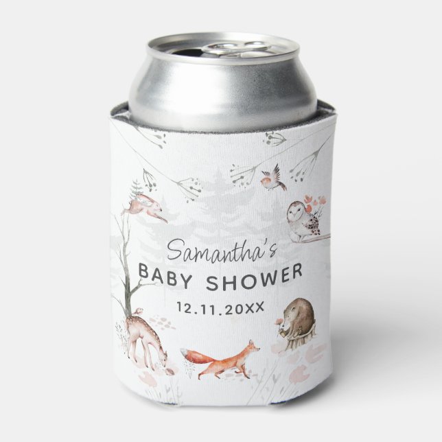 Rafraîchisseur Pour Canette Animaux forestiers et boisés Baby shower rustique (Can devant)