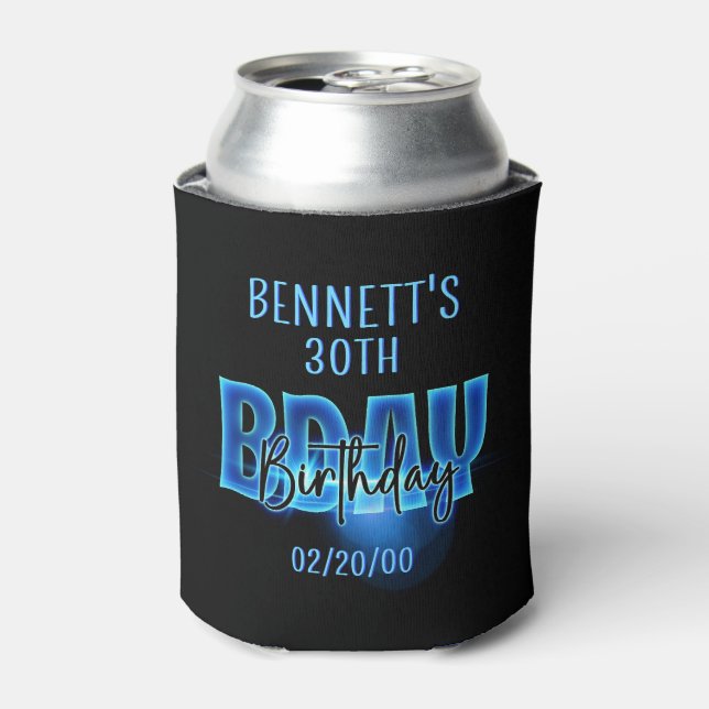 Rafraîchisseur Pour Canette Anniversaire de Blue Neon (Can devant)