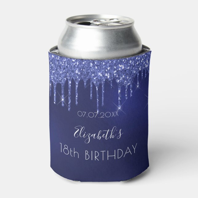 Rafraîchisseur Pour Canette Anniversaire de fête marine bleu parties scintilla (Can devant)