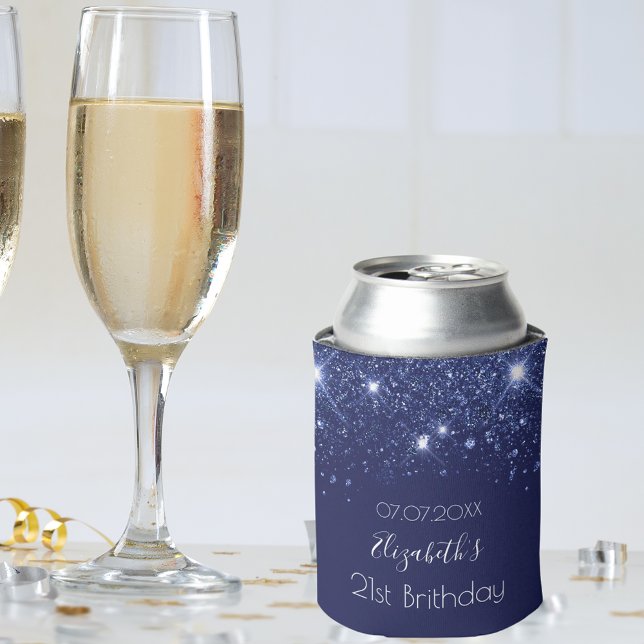 Rafraîchisseur Pour Canette Anniversaire marine bleu nom de la parties scintil (Créateur téléchargé)