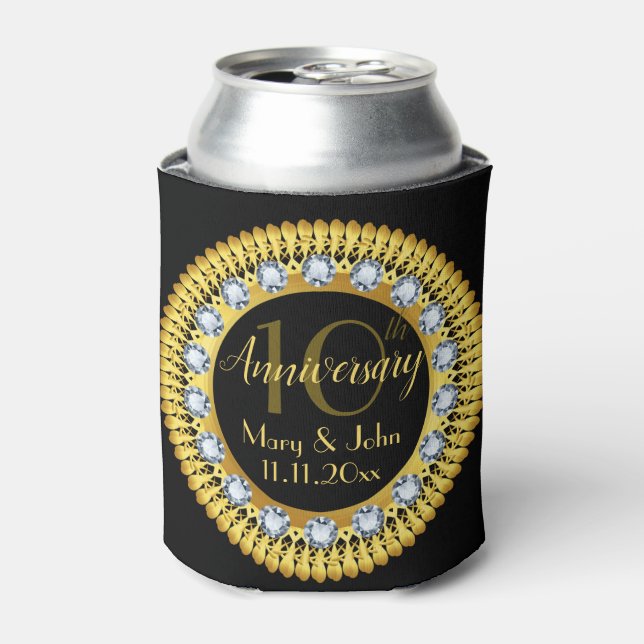 Rafraîchisseur Pour Canette Anniversaire royal d'or noir personnalisé luxe (Can devant)