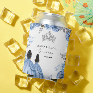 Rafraîchisseur Pour Canette Aquarelle bleu Dusty Floral Twin Quinceañera