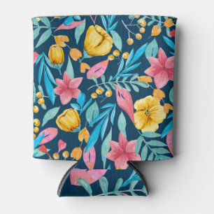 Rafraîchisseur Pour Canette Aquarelle botanique : fleurs, ornement feuille.