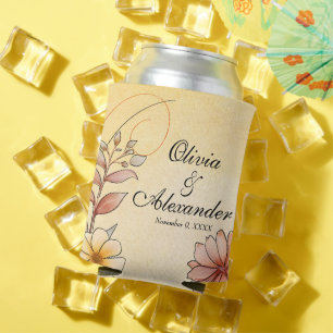 Rafraîchisseur Pour Canette Aquarelle d'automne Floral Terracotta Mariage Fave