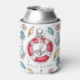 Rafraîchisseur Pour Canette Aquarelle de bateau personnalisée Nautique