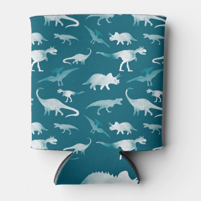 Rafraîchisseur Pour Canette Aquarelle de dinosaure : Motif textile (Devant)