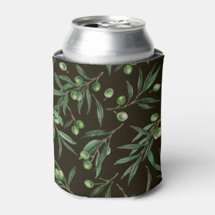 Rafraîchisseur Pour Canette Aquarelle des branches d'olive en noir