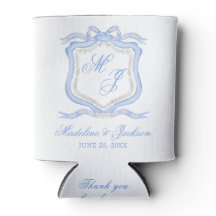 Aquarelle Designer Blue Monogram Crest Favoriser