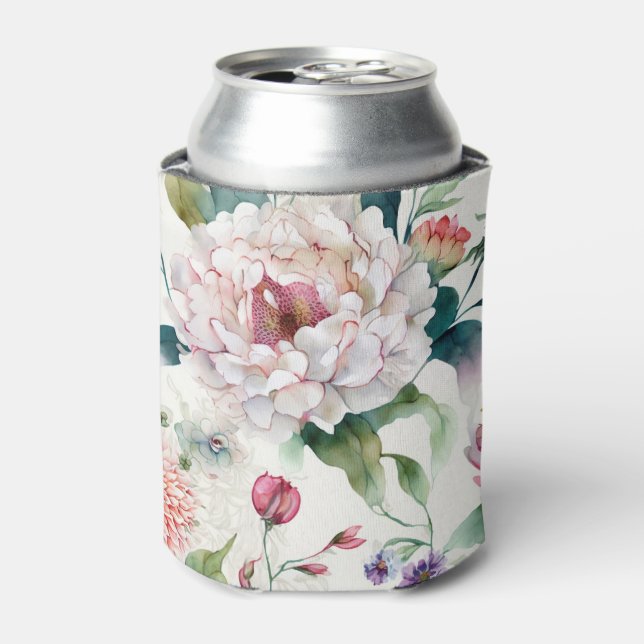 Rafraîchisseur Pour Canette Aquarelle élégante délicate motif asiatique floral (Can devant)