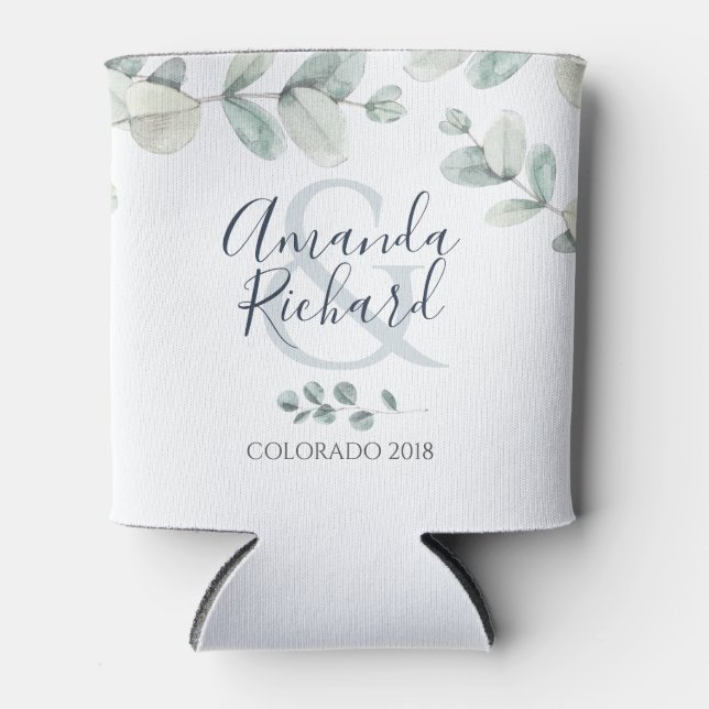 Rafraîchisseur Pour Canette Aquarelle Eucalyptus Mariage Can Cooler (Devant)