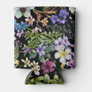 Rafraîchisseur Pour Canette Aquarelle Feuilles tropicaux : Motif transparent