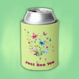 Rafraîchisseur Pour Canette Aquarelle florale simple Monogramme Abeille sur ve