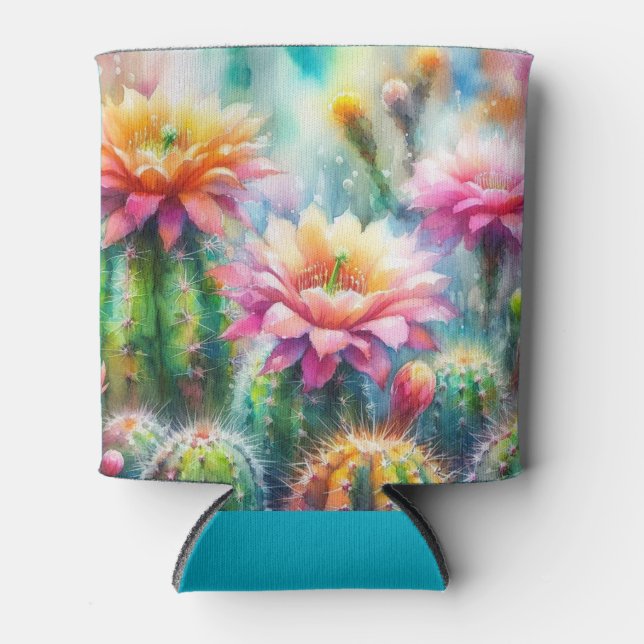 Rafraîchisseur Pour Canette Aquarelle Flower Cactus Succulents (Devant)