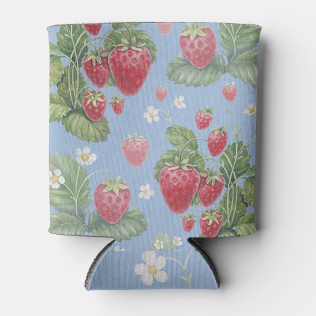 Rafraîchisseur Pour Canette Aquarelle fraise : Motif sans fin (Devant)