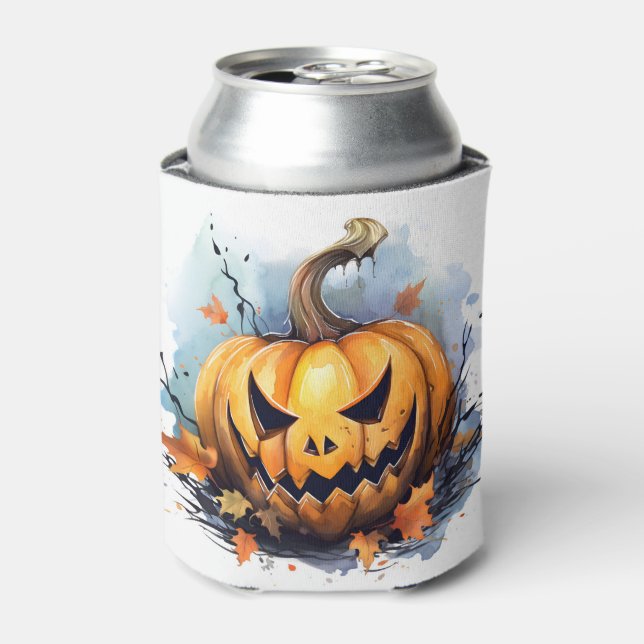 Rafraîchisseur Pour Canette Aquarelle Jack-o-lanterne d'automne (Can devant)