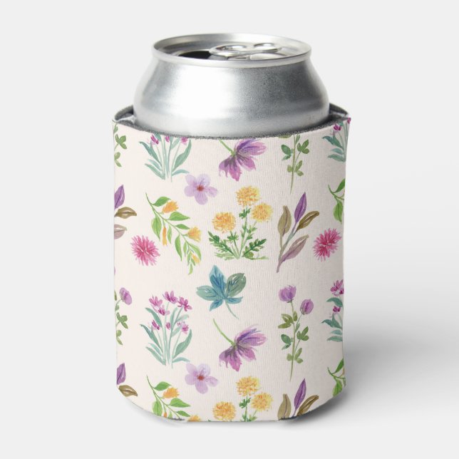Rafraîchisseur Pour Canette Aquarelle printanière Botanique floraison sans joi (Can devant)