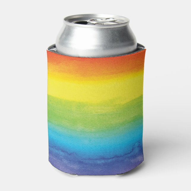 Rafraîchisseur Pour Canette Aquarelle Rainbow Pride brillant Vibrant (Can devant)