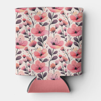 Rafraîchisseur Pour Canette Aquarelle rose et corail Florale