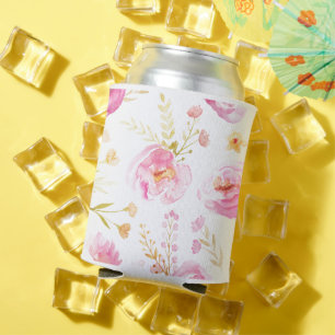 Rafraîchisseur Pour Canette Aquarelle rose Floral