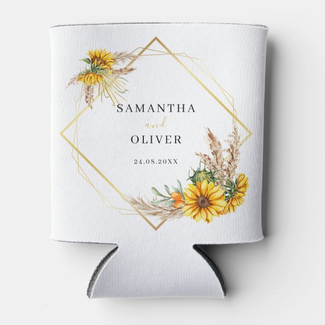 Rafraîchisseur Pour Canette Aquarelle Tournesol Rustique Mariage peut refroidi (Devant)