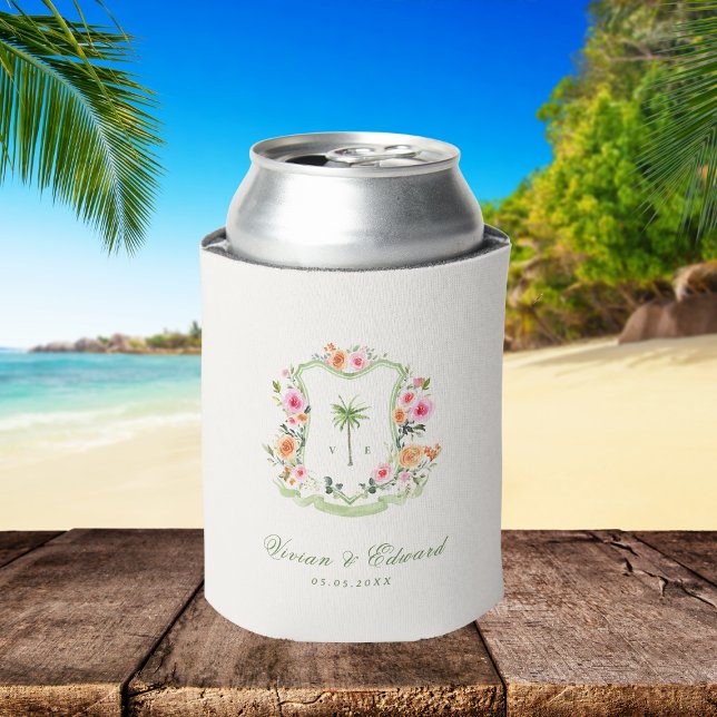 Rafraîchisseur Pour Canette Arbre de palmier tropical Monogramme Été Faveur de (Créateur téléchargé)