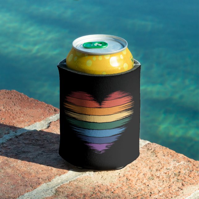 Rafraîchisseur Pour Canette Arc-en-ciel de fierté Impression de cœur LGBT Fier (Piscine in situ)