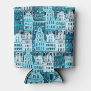 Rafraîchisseur Pour Canette Architecture d'Amsterdam, aquarelle bleue.
