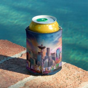 Rafraîchisseur Pour Canette Art Abstrait de Seattle Skyline